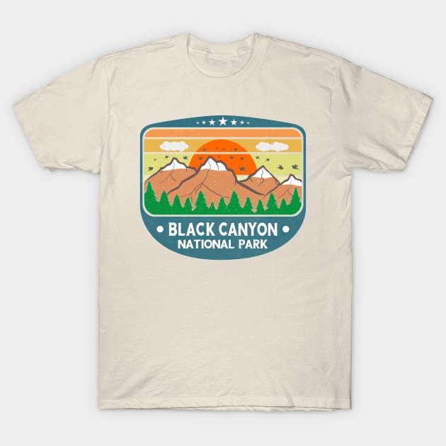 Black Canyon National Park Colorado Vintage Sunset for Climbers T-Shirt by DexterFreeman